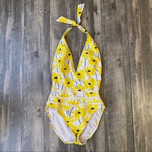 Gottex Yellow Daisy Plunge One Piece Swimsuit